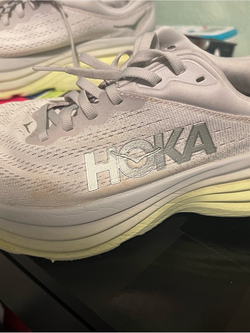Hoka One One Women's Running Shoe - Light Lavender with Pale Yellow Midsole